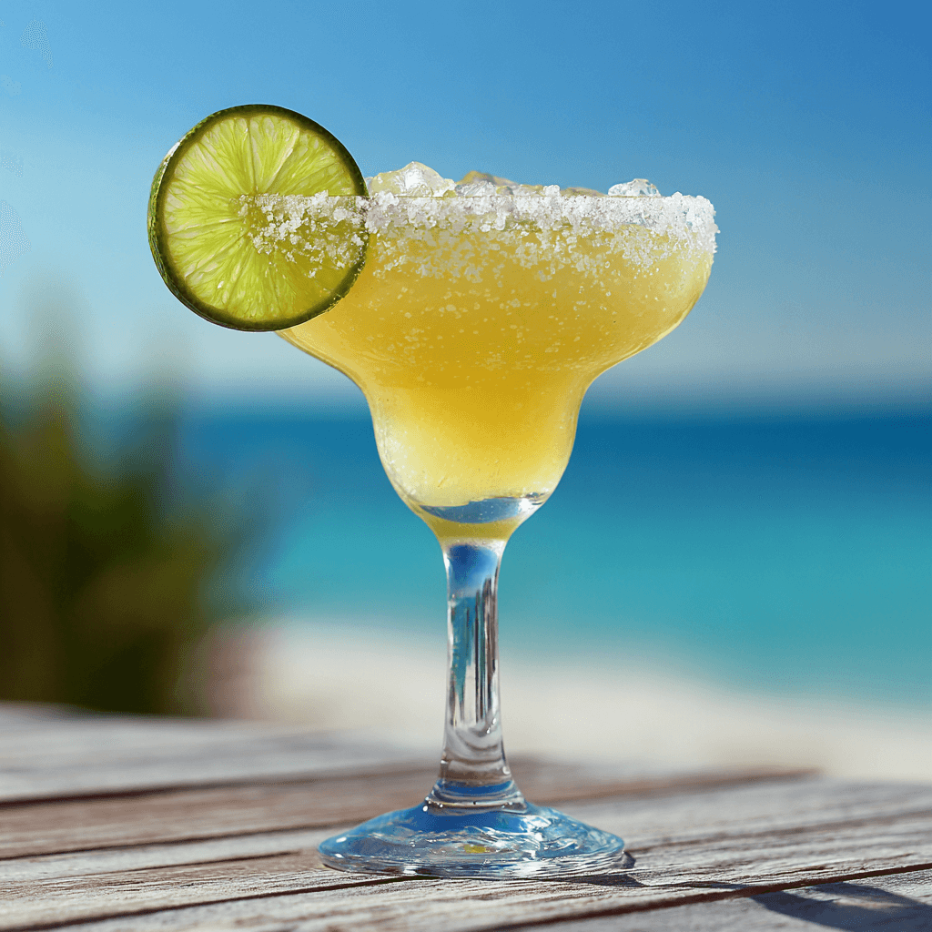 Margarita cocktail with lime garnish and salt rim